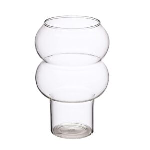 misnode 2 pack ribbed drinking large-capacity glasses glass cup creative glassware heat-resistant drinking glasses cocktail glasses, use for tableware flower receptacle dessert cup