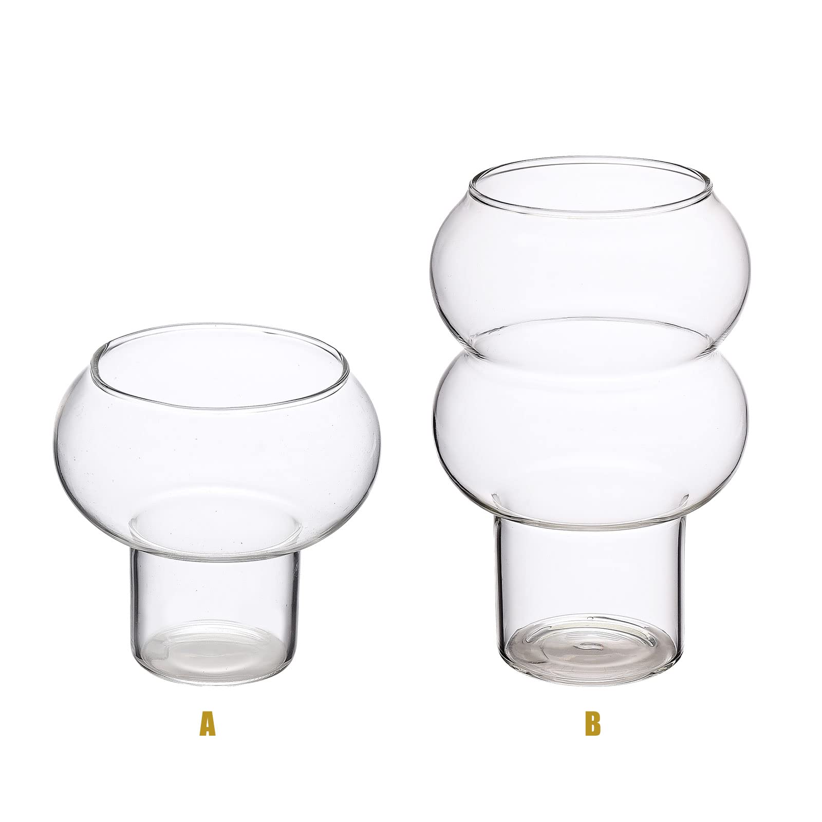 MISNODE 2 Pack Ribbed Drinking Large-Capacity Glasses Glass Cup Creative Glassware Heat-resistant Drinking Glasses Cocktail Glasses, Use for Tableware Flower Receptacle Dessert Cup
