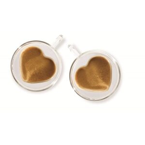 brilliant - double wall heart espresso cup 1.5 oz. set of 2