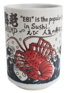 mino ware japanese ceramics sushi yunomi chawan tea cup shrimp & various sushi neta made in japan (japan import) yay060