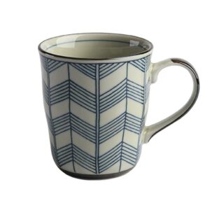 caalio ceramic tea cup coffee mug for office and home, japanese retro style, dishwasher and microwave safe, for tea, juice, coffee - 9oz - arrow feather