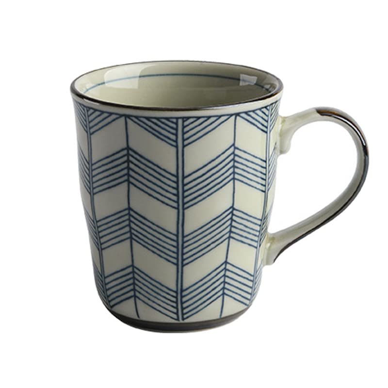 Caalio Ceramic Tea Cup Coffee Mug for Office and Home, Japanese Retro Style, Dishwasher and Microwave Safe, for Tea, Juice, Coffee - 9oz - Arrow Feather