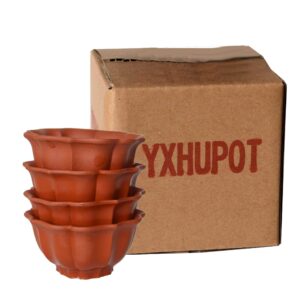 yxhupot 4pcs teacups 2.5oz chinese clay zisha cup diamond flower (red brown)