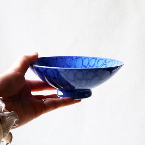 白山陶器 Hakusan Toki Flat Tea Wan, Blue, Approx. 5.9 x 2.1 inches (15 x 5.3 cm), ST-17 Mori Masahiro Design, Hasami Ware, Made in Japan