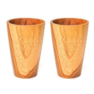 rainforest bowls set of 2 small straight sided javanese teak wood cup- 200ml (6.8oz)- great for tea/coffee/milk, hot & cold drinks- ultra-durable- premium wooden cup handcrafted by indonesian artisans