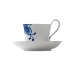 Blue Fluted Mega 8.5 oz. High Handle Cup and Saucer