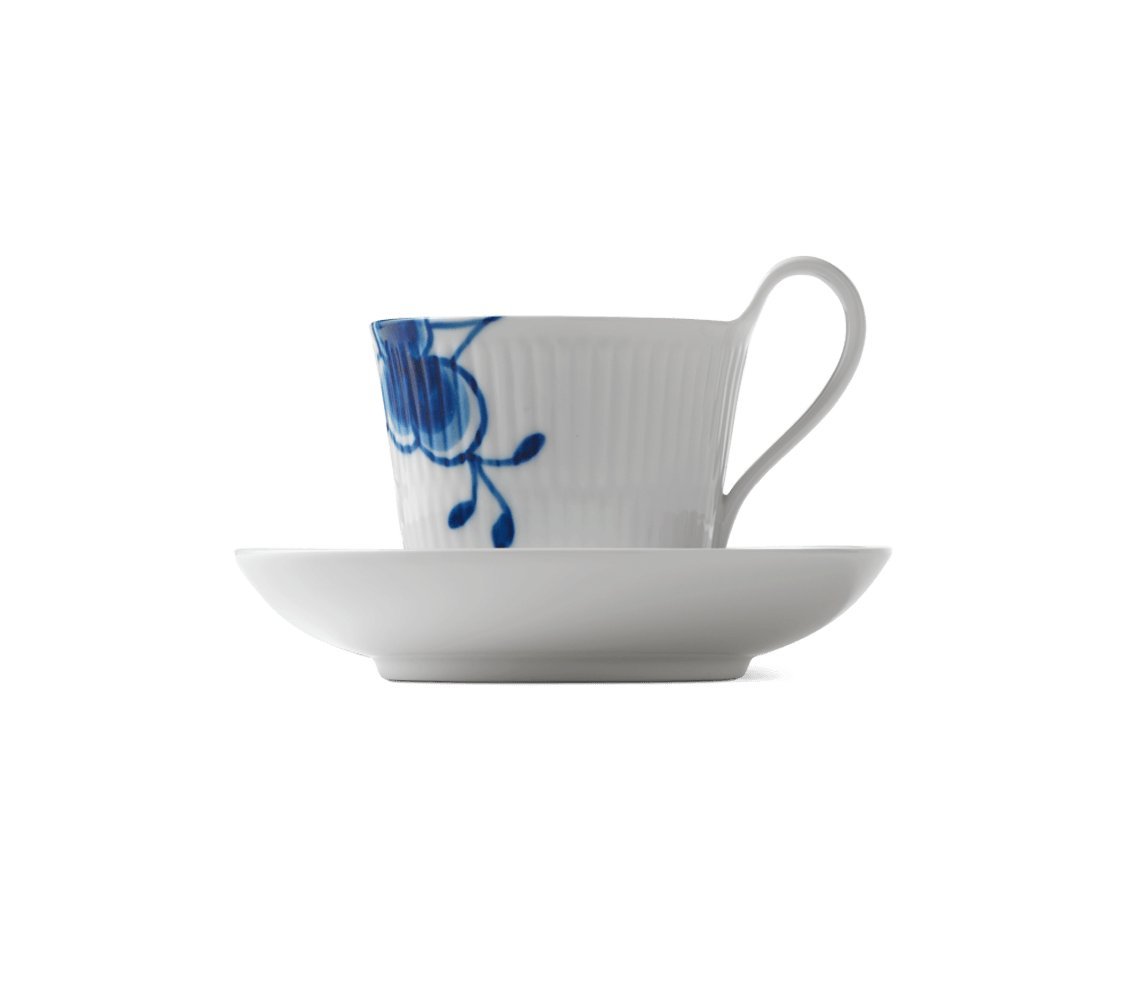 Blue Fluted Mega 8.5 oz. High Handle Cup and Saucer