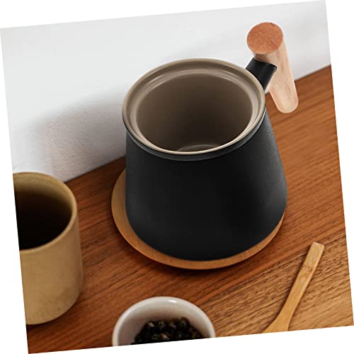 Luxshiny 1 Set Cup Tazas De Cafe Glass Pitcher with Lid China Tea Cup Stovetop Tea Kettle Glass Drinking Cups Drink Tumbler Ceramic Tea Cup with Lid Wooden Tea Bottle Concentrate