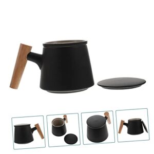 Luxshiny 1 Set Cup Tazas De Cafe Glass Pitcher with Lid China Tea Cup Stovetop Tea Kettle Glass Drinking Cups Drink Tumbler Ceramic Tea Cup with Lid Wooden Tea Bottle Concentrate