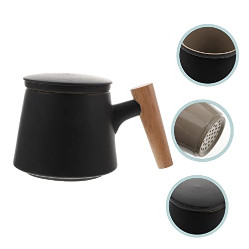 Luxshiny 1 Set Cup Tazas De Cafe Glass Pitcher with Lid China Tea Cup Stovetop Tea Kettle Glass Drinking Cups Drink Tumbler Ceramic Tea Cup with Lid Wooden Tea Bottle Concentrate