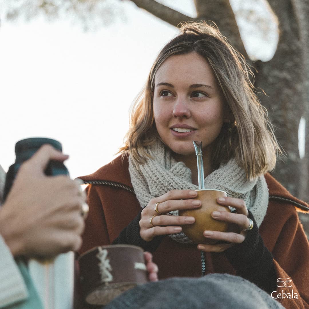 Cebala | Premium yerba mate cup (Mate gourd set) - Uruguayan mate (porongo mate style) - Includes nickel silver bombilla straw and calabash mate cup