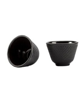 rluii japanese cast iron tea cup teacup/black hobnail （2pcs）