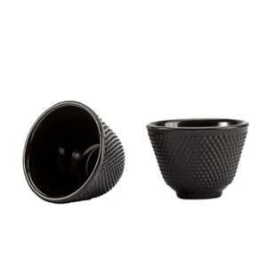 Rluii Japanese Cast Iron Tea Cup Teacup/Black Hobnail （2pcs）