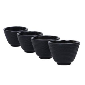 Rluii Japanese Cast Iron Tea Cup Teacup/Black Hobnail （2pcs）