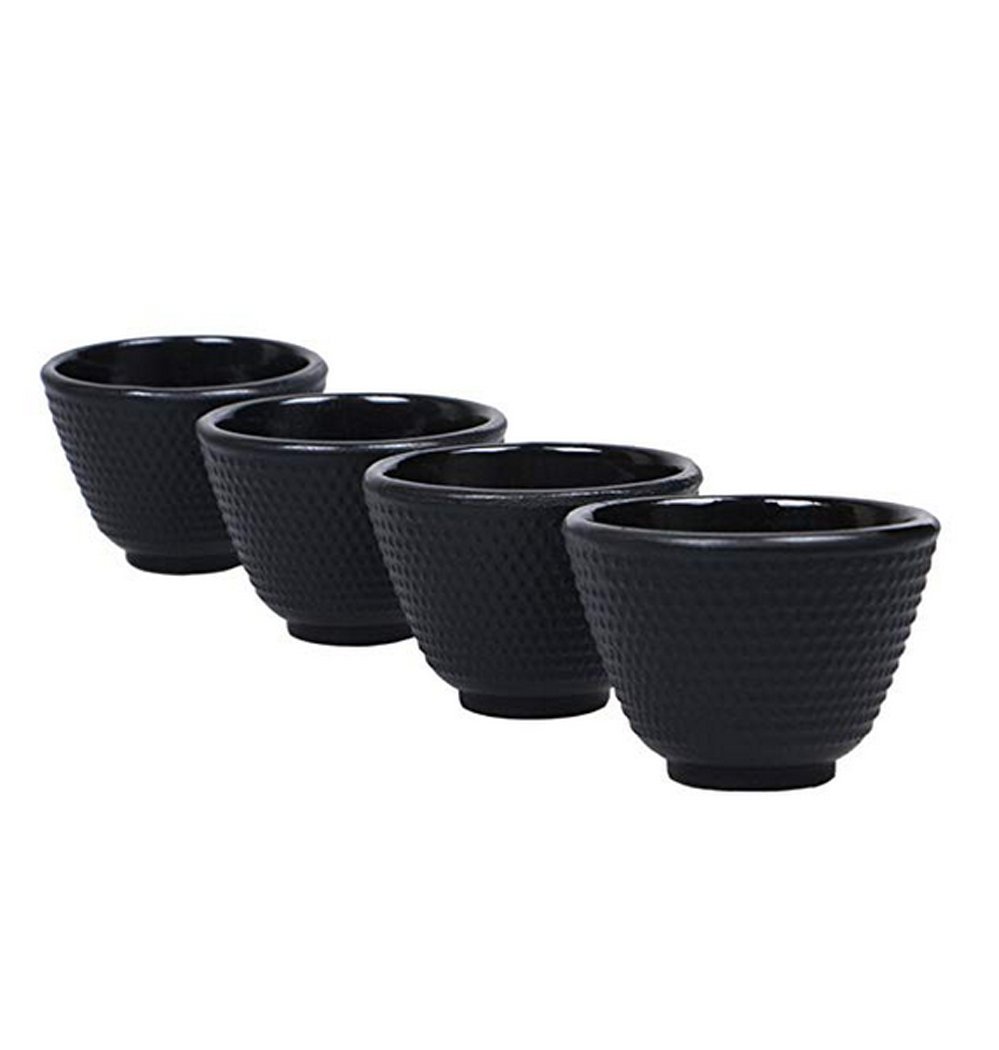 Rluii Japanese Cast Iron Tea Cup Teacup/Black Hobnail （2pcs）