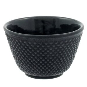 Rluii Japanese Cast Iron Tea Cup Teacup/Black Hobnail （2pcs）