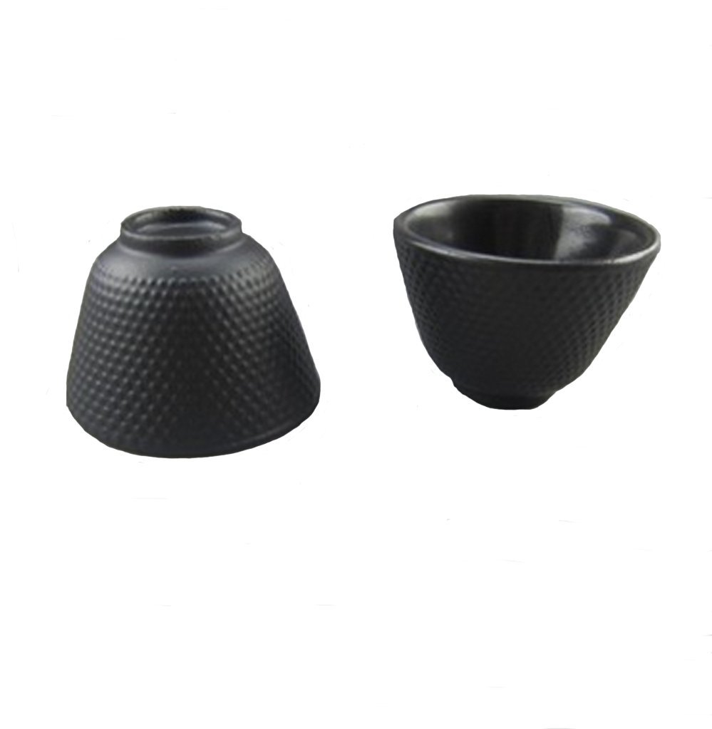 Rluii Japanese Cast Iron Tea Cup Teacup/Black Hobnail （2pcs）