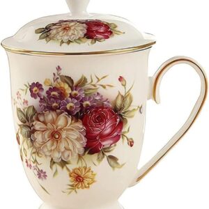 Ceramic Mug, Tea Mugs For Women，China Tea Cup With Lid, Flower Tea Cup, Suitable For Making Tea, Cold Drinks, Hot Drinks, Coffee, Etc, 10oz (about 300ml)