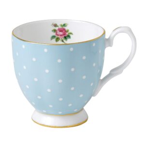 polka blue by royal albert tea party polblu ftd vintage mug 0.3ltr/10.5fl.oz, blue