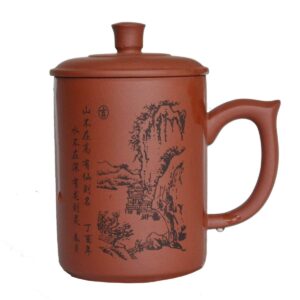 liang baobao purple sand clay tea cup 500ml chinese zisha teacups handle lip mugs (red)