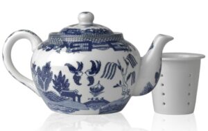 hic harold import co. hic blue willow teapot, fine white porcelain, 3-cup, 16-ounce