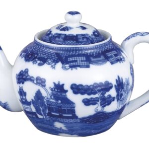 HIC Harold Import Co. HIC Blue Willow Teapot, Fine White Porcelain, 3-Cup, 16-Ounce