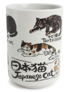 mino ware japanese ceramics sushi yunomi chawan tea cup japanese cat made in japan (japan import) yay080