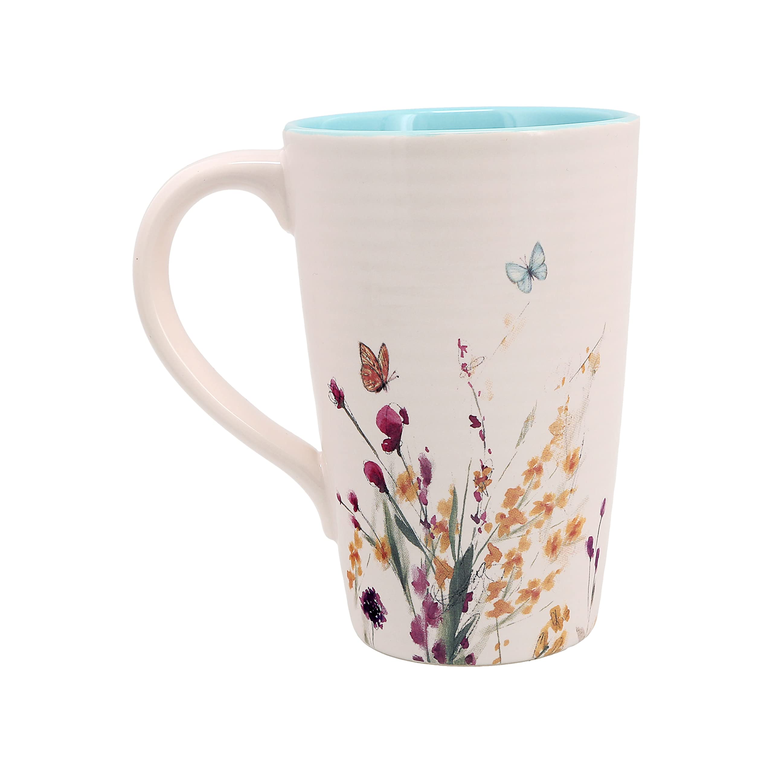 Pavilion - My Favorite Day 17-ounce Cup, Floral Pattern Coffee Mug, Butterfly Coffee Cup, Spring Summer Kitchen Ideas, Inspirational Gifts Microwave & Dishwasher Safe, 1 Count, Cream