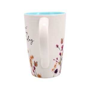 Pavilion - My Favorite Day 17-ounce Cup, Floral Pattern Coffee Mug, Butterfly Coffee Cup, Spring Summer Kitchen Ideas, Inspirational Gifts Microwave & Dishwasher Safe, 1 Count, Cream