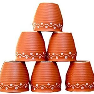 Odishabazaar Ceramic 6 Pc Kulhar Kulhad Cups Traditional Indian Chai Tea Cup Set of 6 Tea Mug Coffee Mug