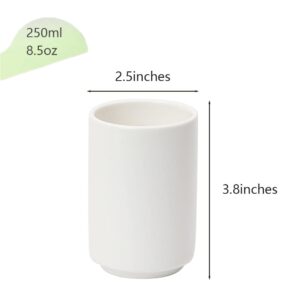 Khanjuan Japanese Ceramic Tea Cups, Handleless Ceramic Mugs, Simple Coffee Mugs, Solid Color Matte Glazed Ceramic Tea Cups, Ceramic Cups for Couples (White)