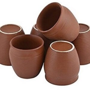 Odishabazaar Ceramic 6 Pc Kulhar Kulhad Cups Traditional Indian Chai Tea Cup Set of 6(5.4 oz)