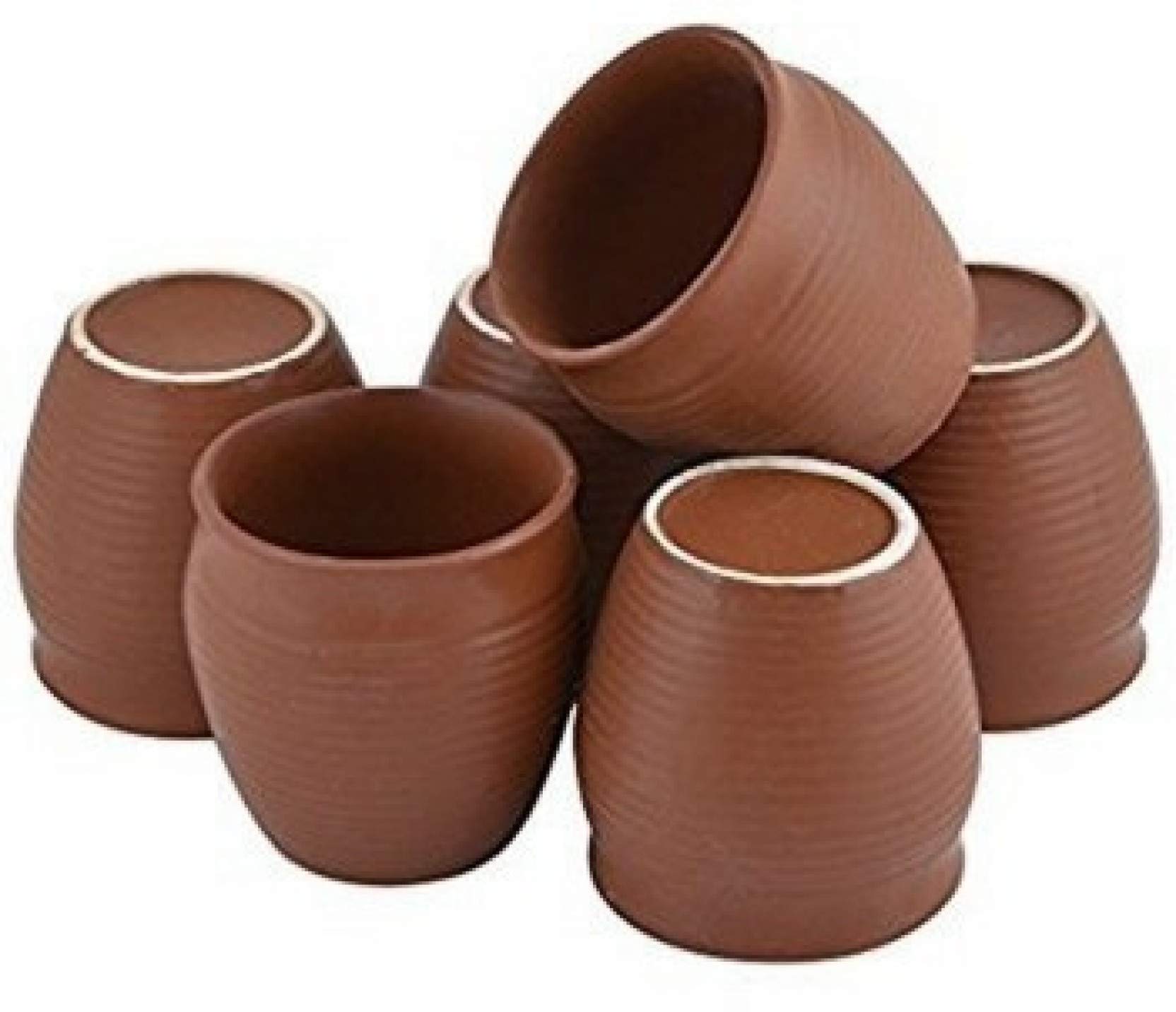 Odishabazaar Ceramic 6 Pc Kulhar Kulhad Cups Traditional Indian Chai Tea Cup Set of 6(5.4 oz)