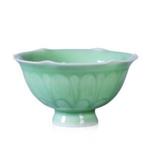 celadon kung fu teacups 2.5-ounce intaglio with lotus sake cups (green)