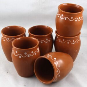 Odishabazaar Ceramic Kulhar Cups Traditional Indian Chai Tea Cup Set of 6