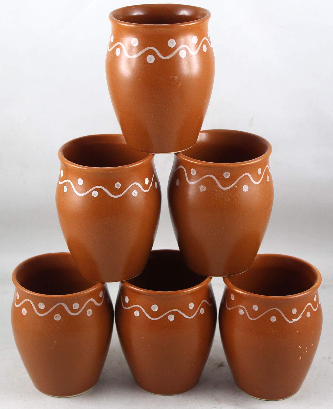 Odishabazaar Ceramic Kulhar Cups Traditional Indian Chai Tea Cup Set of 6