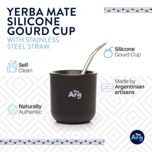 THEARG | Yerba Mate Silicone Gourd Cup with Stainless Steel Straw | Self-Clean Modern Plastic Gourd Design - Yerba Mate Cup and Bombilla Set from Argentina - Travel and Beach Essentials - Ideal Gifts
