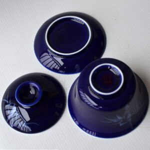 Yxhupot Gaiwan 5oz/150ml Blue White Porcelain Sancai Teacups Rich Peony Tureen(cloor flower)