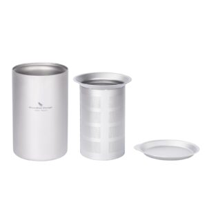 ibasingo 350ml titanium double layer tea cup with filter cover outdoor camping tea mug set for picnic hiking traveling home use a-ti3023d