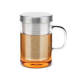 samadoyo high grade glass tea cup home or office teacup w/t 304# stainless steel infuser & lid borosilicate glass sama s049a s050a (s050a-500ml)