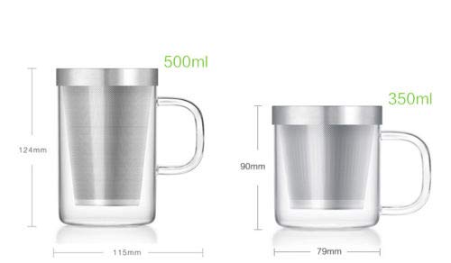 SAMADOYO High Grade Glass Tea Cup Home or Office Teacup W/t 304# Stainless Steel Infuser & Lid Borosilicate Glass SAMA S049A S050A (S050A-500ML)