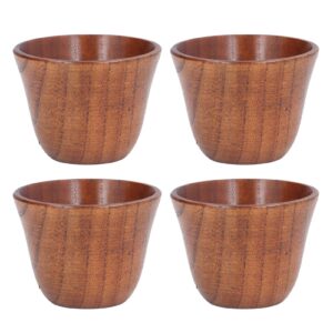 wooden cup, 4pcs wooden cup 75ml natural wood healthy safe nontoxic retro style heat insulation wooden tea cups