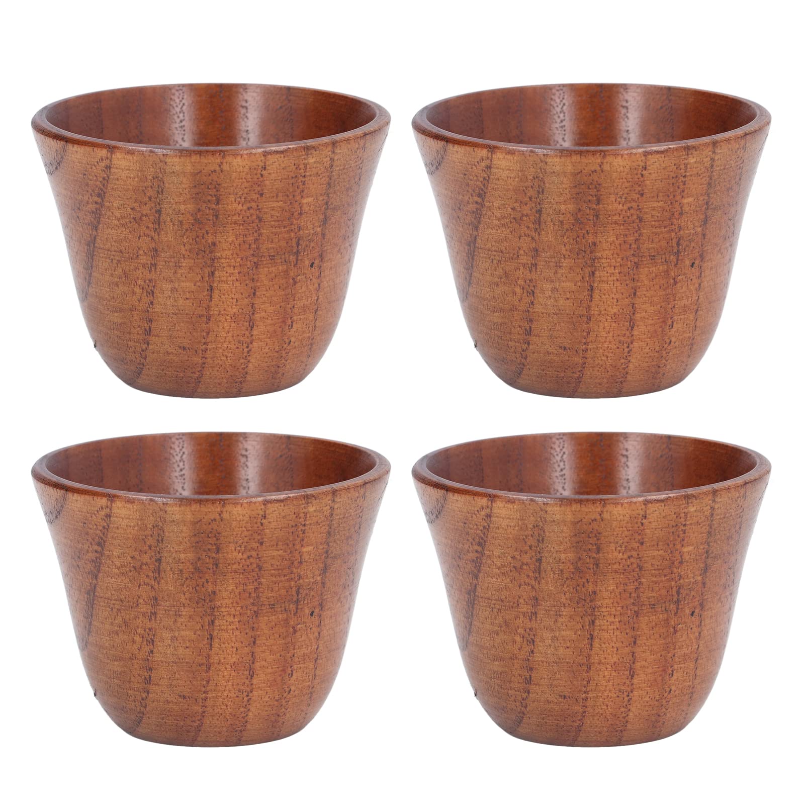 Wooden Cup, 4Pcs Wooden Cup 75ml Natural Wood Healthy Safe Nontoxic Retro Style Heat Insulation Wooden Tea Cups