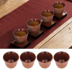 Wooden Cup, 4Pcs Wooden Cup 75ml Natural Wood Healthy Safe Nontoxic Retro Style Heat Insulation Wooden Tea Cups