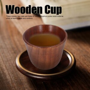 Wooden Cup, 4Pcs Wooden Cup 75ml Natural Wood Healthy Safe Nontoxic Retro Style Heat Insulation Wooden Tea Cups