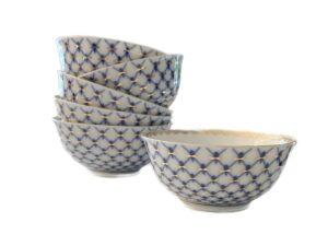 bohemiangifts cobalt blue net liquer piala cups, set of 6, capacity 2.5 oz, european lomonosov design saint petersburg