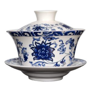 vv8oo gaiwan 6.8oz/10oz gongfu tea jingdezhen ceramic tureen teacup sancai golden lotus saucer set (10oz/300cc)