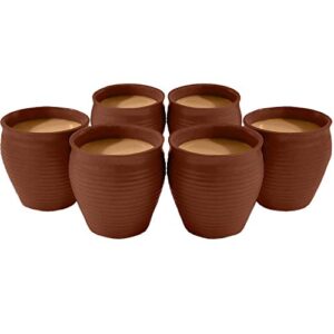 creativegifts ceramic 6 pc kulhar kulhad cups traditional indian chai tea cup (2.7x2.2 inch) (color-5)