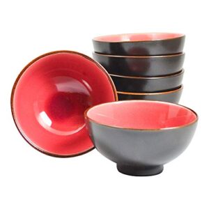 frieling ja chawan porcelain tea bowls, 8 ouince set of 6, red