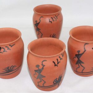 Odishabazaar Terracotta(Real Mitti) Unglazed Worli Painted Clay Mud Tea Kullad Cup Set Of 6 For Good Health(200ml)